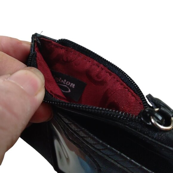 Brighton Black Leather Zip Coin Change Purse ID Credit Card  Holder Heart - Picture 3 of 5